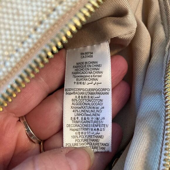 BCBG linen blend purse w/ detachable crossbody strap southwest summer vibe - Picture 15 of 16